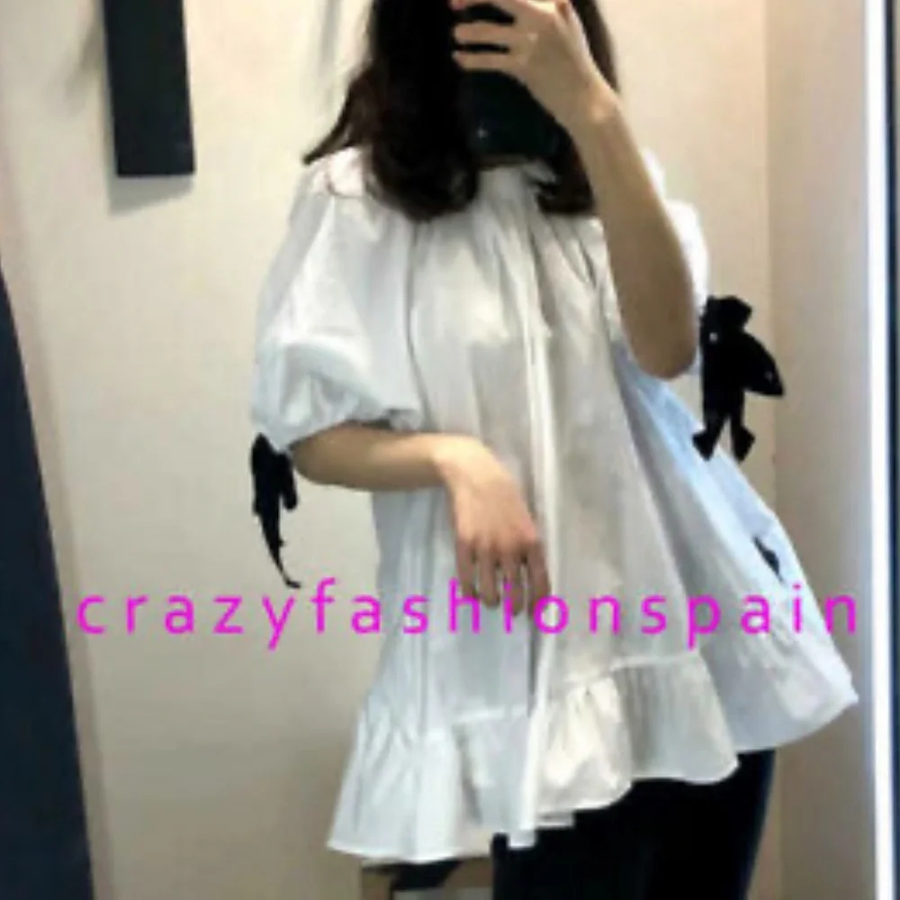 Zara White Two Ways Poplin Tie Oversized Blouse